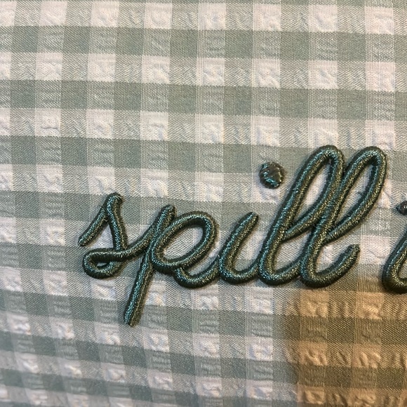 Stylehouse | βSpill The Teaββ Gingham Embroidered Pillow - Picture 4 of 6